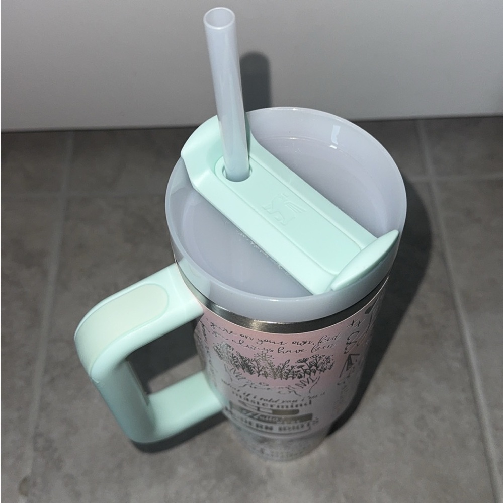 Stanley Green and White Coffee Tumbler for Kitchen